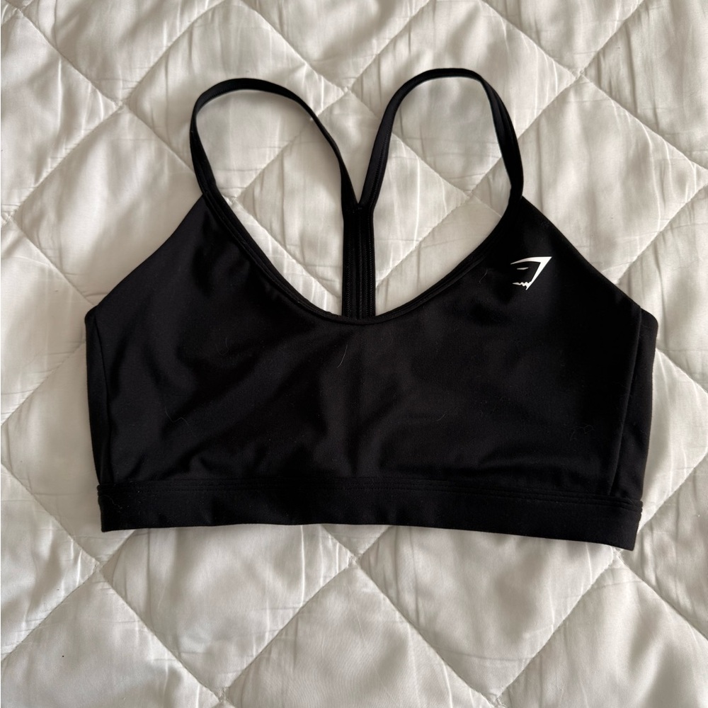 Black Gymshark Y strappy Sports Bra